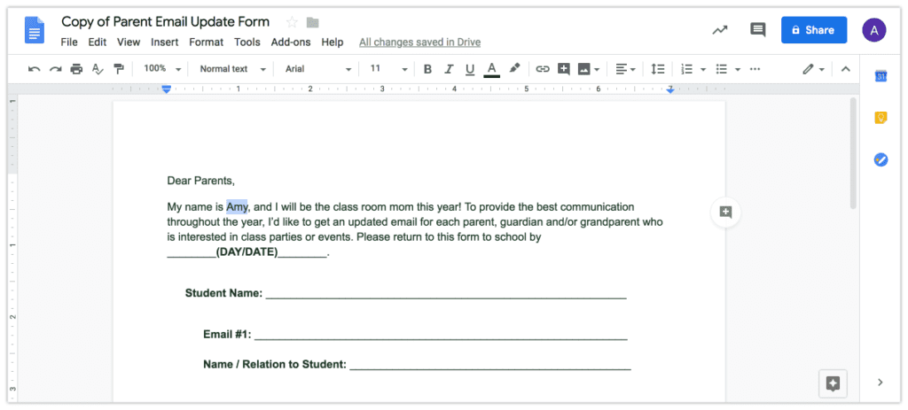 One of your responsibilities as room mom is to contact parents by email about class parties, teacher gifts, and upcoming events. Start the year off right by getting this free contact form template to request updated emails in a snap! Repin and check out my blog for Room Moms: roommomrescue.com