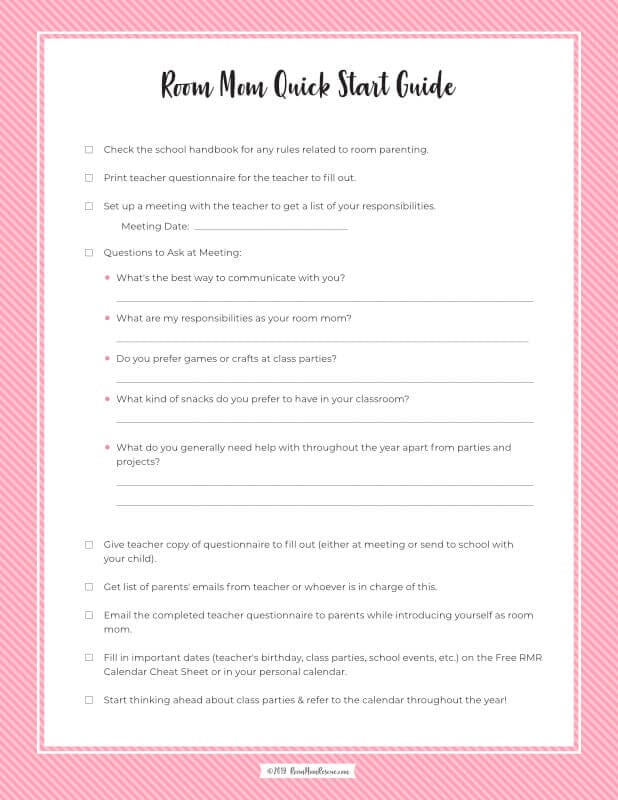 Sign up to get the complete Room Mom Checklist at roommomrescue.com!