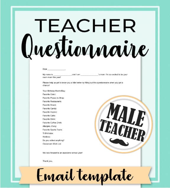Find out exactly what gift to give the teacher to show him you appreciate everything he does! No need to search for ideas, let him tell you what he really wants with this free email template questionnaire. Give the best birthday, Christmas and End of Year gifts, year after year! Repin and get the Room Moms Quick Start Guide at: www.roommomrescue.com #roommom #roomparent #roommomrescue