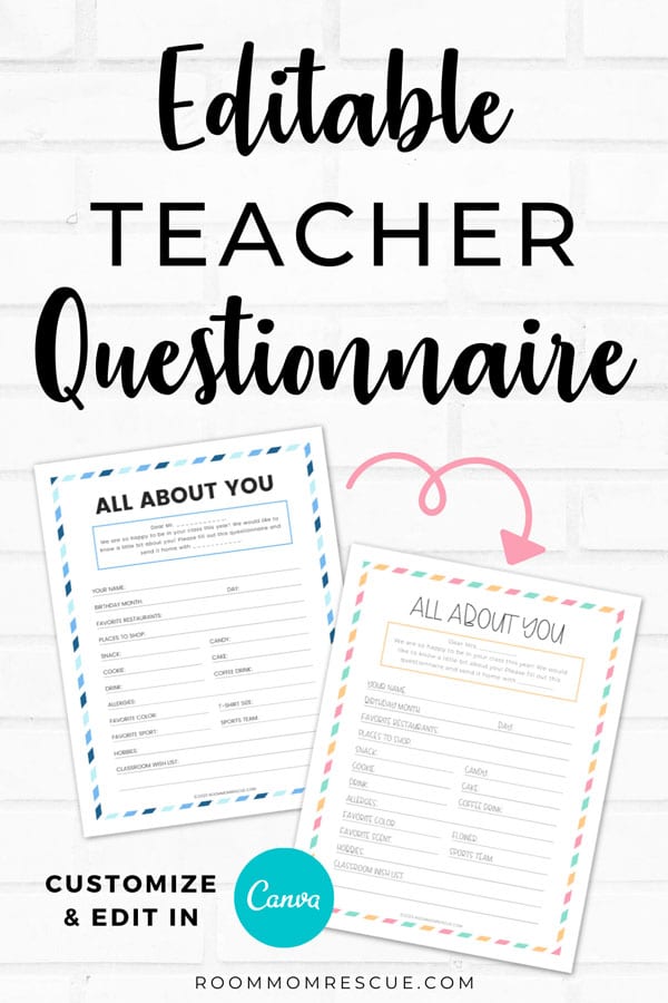 teacher questionnaire for gifts