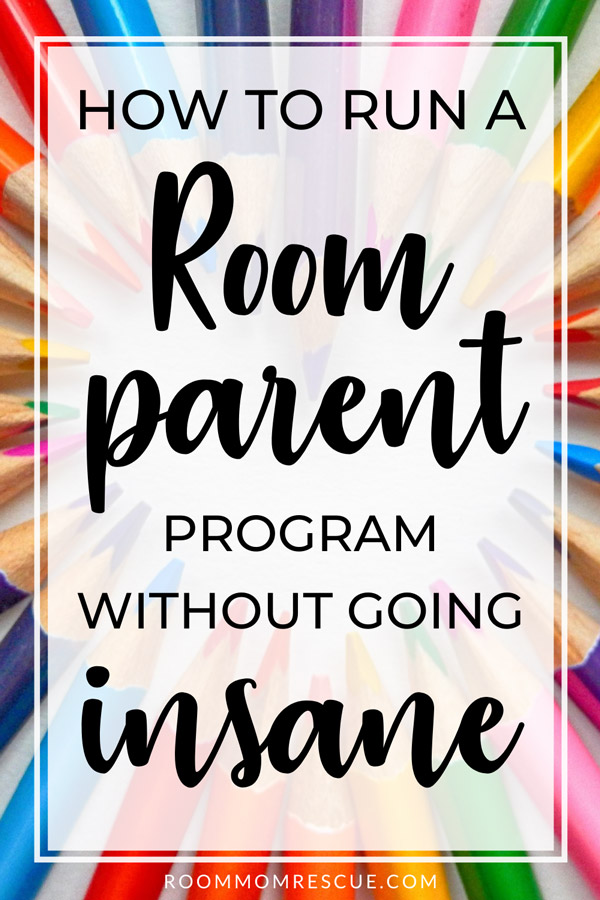 a program or guide designed for room moms, featuring a colorful and organized layout