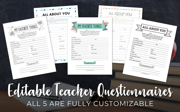 A set of room parent teacher questionnaires