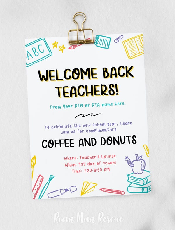 Invitation for Back to School Teacher Breakfast