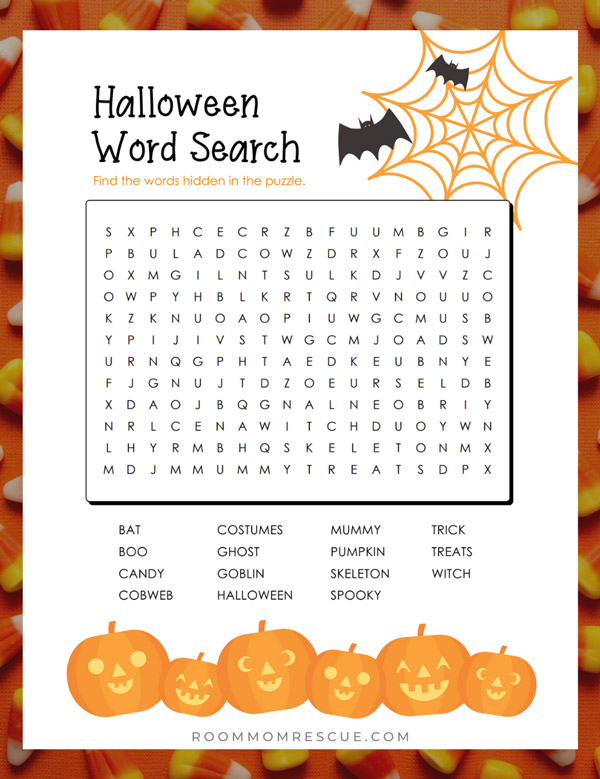 4th grade printable halloween word search