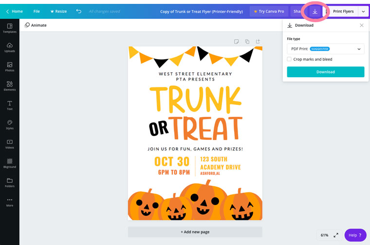 download your trunk or treat flyer