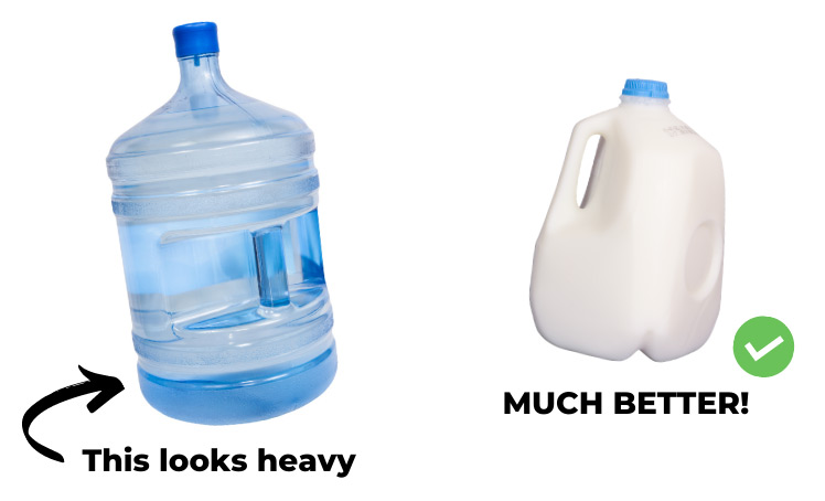 container options for coin collection including a 5-gallon water bottle and a 1 gallon milk jug