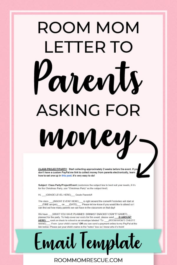 Letter To Parents Asking For Money Email Template Room Mom Rescue