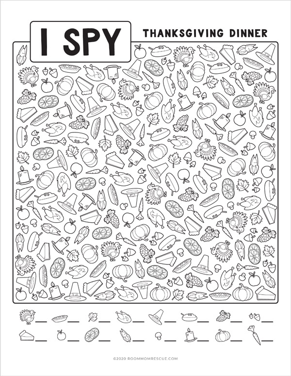 Thanksgiving I Spy Free Printable PDF Room Mom Rescue