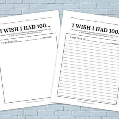100th day of school writing prompts worksheets