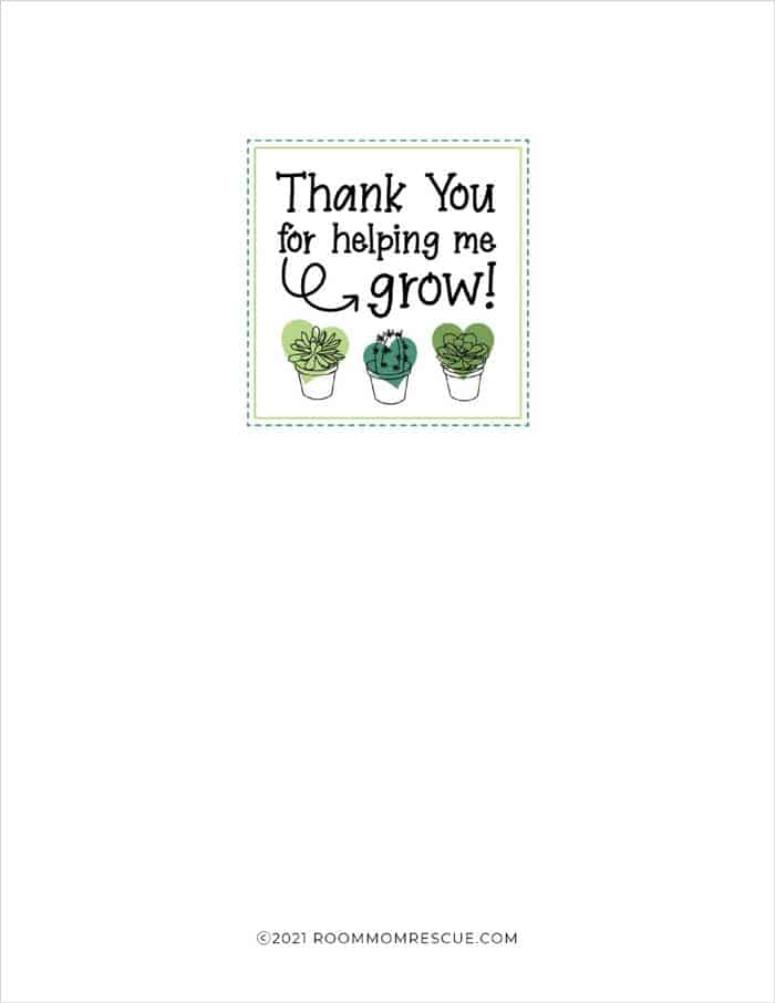 Thank You For Helping Me Grow Teacher Appreciation FREE Printable 