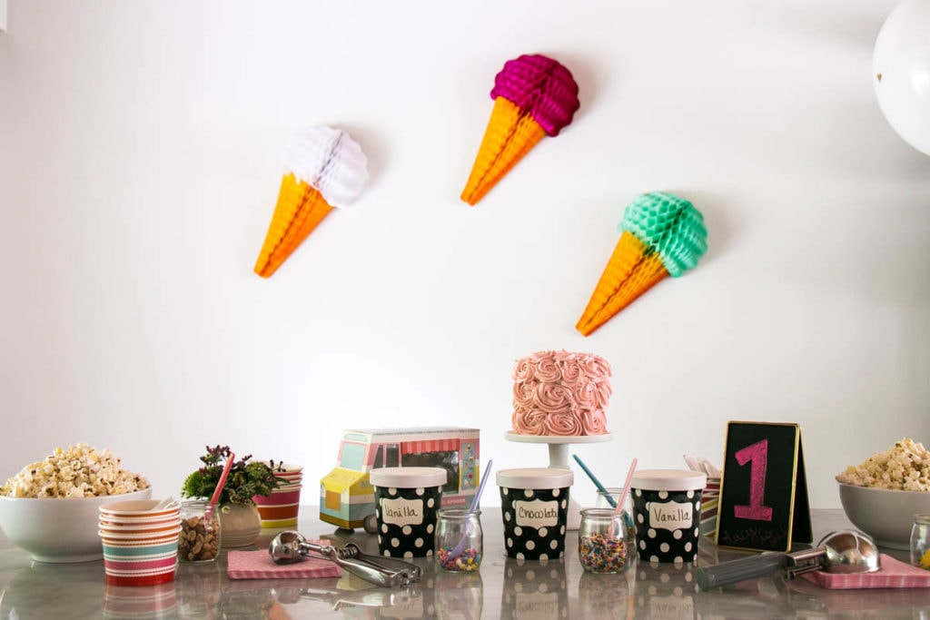 ice cream party decorations signifying a back to school ice cream social